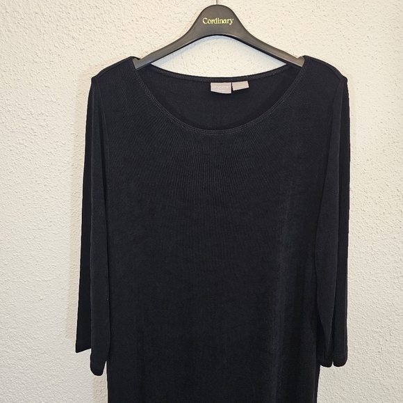 Chico's Traveler 1P Acetate Slinky Stretchy Black Asymmetrical Dress - Picture 6 of 8